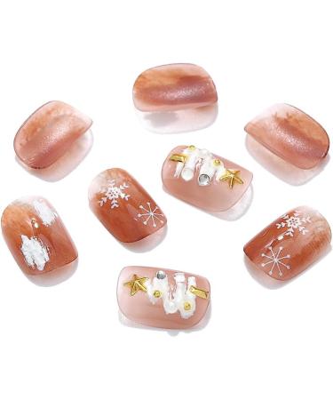 Brishow Christmas Glitter Snow Press-On False Nails - 24pcs Short Ballerina Acrylic Fake Nails for Women and Girls - Buy Online on SooperMarket.com