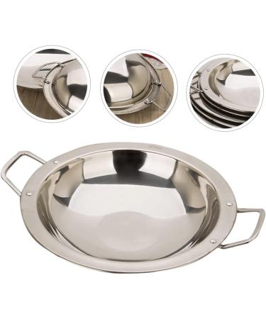 PRETYZOOM Dry Pot Amphora Hot Pot Chaffing Dishes Stainless Steel Cookware Flat Bottom Wok Pan Non Stick Frying Pans Stainless Steel Saute Pan Cookware for Kitchen Home Accessory 28X28X5.5CM Silver - Buy Online on SooperMarket.com