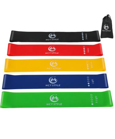 Fitness Bands Sport Resistance Bands Set of 5 for Yoga Pilates with Training Instructions and Storage Bag 5 Colors
