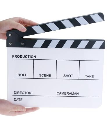 Hilitchi Acrylic Clapper Board Wooden Film Movie Clapboard Cut Action Scene Clapper Board Plastic Slate 25x30cm/10x12"