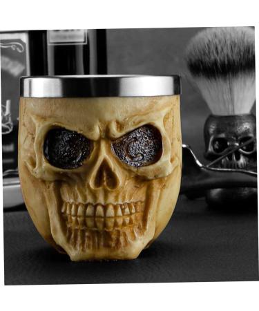 Stainless Steel Shaving Bowl Soap Cup for Foaming | Beard Brush Shaving Mug Skull Design - Buy Online on SooperMarket.com