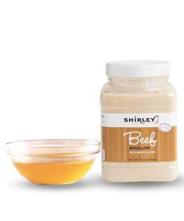 Shirley J- Beef Bouillon Powder Flavor 1 LB. | Vegan Non GMO Concentrated Beef Flavored Bouillon Premium Gourmet Grade | For Soup, Stew, Broth, Gravy, Curry & More (Beef)