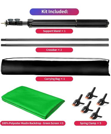 YELANGU Green Screen Backdrop Kit - 6.5X5ft Portable Studio for Streaming, Photos, Video Conferences - Buy Online on SooperMarket.com