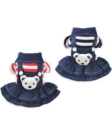 Angoily Dog Spring Dresses Dress for Summer Jeans for Girls Pet Apparel Dress with Bow Girls Nightgowns Classy Dress Summer Jeans Spring Dresses for Work Dog Dress Stripe Pet Supplies S As Shown - Buy Online on SooperMarket.com