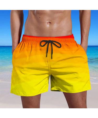 COJCOIHN Men's Quick Dry Beach Shorts with Pockets - Yellow Large (S-6XL) | Plus Size Swim Trunks - Buy Online on SooperMarket.com