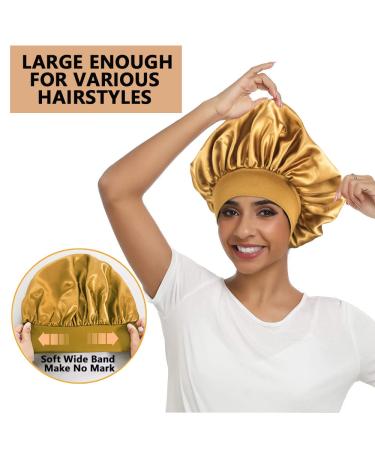 6PCS Satin Bonnets for Black Women  Large Braids Bonnet Wide Band Hair Bonnets  A #6pcs-a - Buy Online on SooperMarket.com