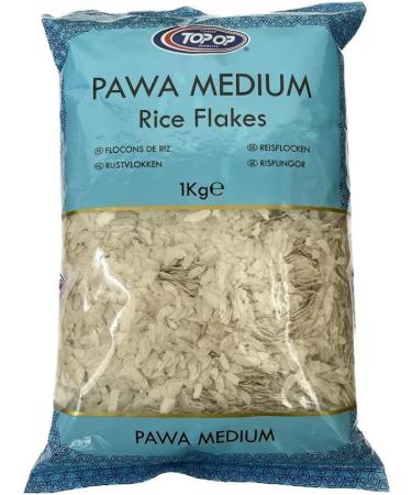 TOP OP Pawa Medium Rice Flakes | 1KG | Rice Flakes | Flaked Rice| Best breakfast food | High Fibre | High Protein | Perfect for Snacking | Medium Poha | Indian Origin Single Pack