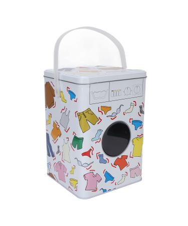 Tinplate Laundry Powder Tin Laundry Detergent Powder Storage Box Simple Unique Cute Household Item Socks Container Organizer Ideal for Holding Pods Tablets Detergent