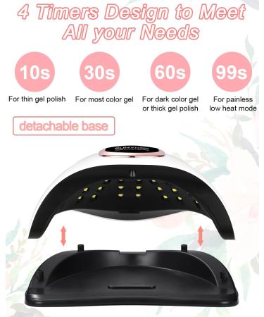 FAKZE NAGELROCKNER LAMP 180W - UV LED Nail Lamp for Shellac & Gel Polish | Digital Display 66 LEDs Timer (10/30/60/99S) | X10 Rose Gold | International Shipping Available - Buy Online on SooperMarket.com