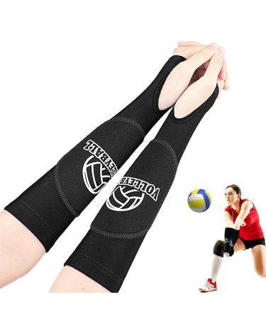 Tgkyk Armschoner Volleyball women 1 pair of arm sleeves volleyball arm protection volleyball with protective pad and thumb hole volleyball accessories for arm protection wrist support (black)
