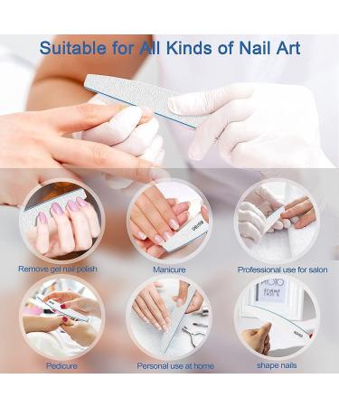 12 PCS 80/80 Grit Nail Files for Acrylic Nails & Poly Gel Extensions - Coarse Washable Emery Boards for Manicure, Home & Salon Use - Buy Online on SooperMarket.com