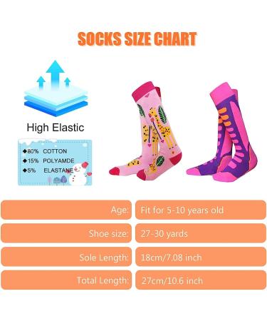 Kids Ski Socks - Winter Warm Thick Thermal Long Socks for Skiing & Snowboarding - Pink - Buy Online on SooperMarket.com