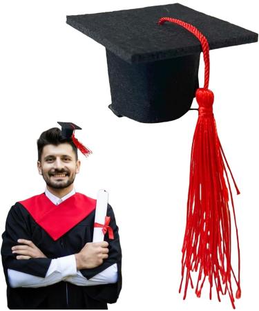 Toseky Graduation Hat Headband | 3D Doctoral Hat Hairpin Graduation Hat Hairpins Hat Inserts Graduation Accessories for Women Men Red - Buy Online on SooperMarket.com