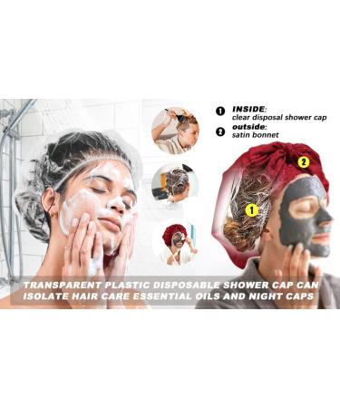 Satin Hair Bonnet for Women | Large Double Layer Silk Sleep Cap with Wide Elastic Band | Includes 45PCS Waterproof Disposable Shower Caps | Dusty Rose - Buy Online on SooperMarket.com