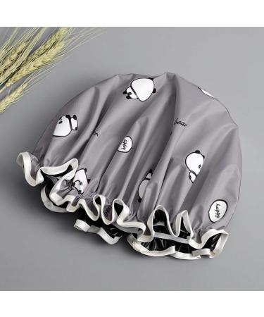 2 Piece Waterproof Shower Hood Bath Cap for Women - Reusable Elastic Hair Cap in Blue & Gray | Ideal for Bathing and Spa - Buy Online on SooperMarket.com