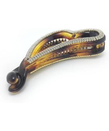 Meilliwish Noble Brilliant Heart-shaped Banana Hair Clip (H08)(Brown) - Buy Online on SooperMarket.com