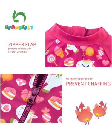 UPF 50+ Sun Protection Baby Girl One Piece Swimwear Suit with Sun Hat - 3-6 Months Rose - Buy Online on SooperMarket.com