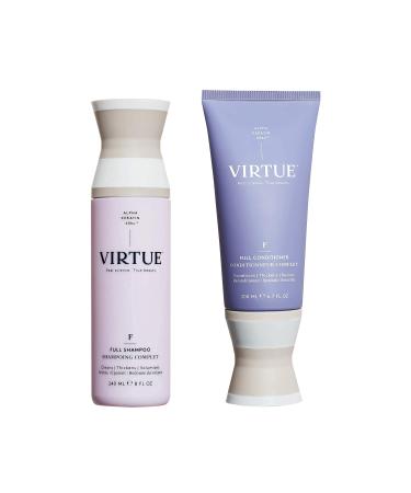 VIRTUE Full Shampoo & Conditioner Set | Alpha Keratin Thickens Volumizes Fine or Thin Hair | Sulfate Free Paraben Free Color Safe