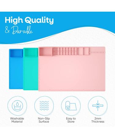 Large Silicone Crafts Painting Mat with Cup | Washable & Nonstick Artist Mat | Pink 23.8x15.7 Inch - Buy Online on SooperMarket.com