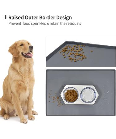 EIOKIT Dog Food Mat - Waterproof Silicone Pet Bowl Mat with Raised Edge - Grey (Various Sizes) - Buy Online on SooperMarket.com