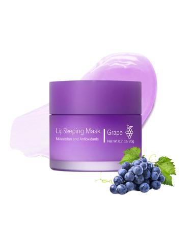 Lip Sleeping Mask Grape Lip Masks Grape Lip Balm for Fades Lip Lines Lip Moisturiser Lip Balms for Dry Chapped Peeling Cracked Lips Dark Lips Care 20g