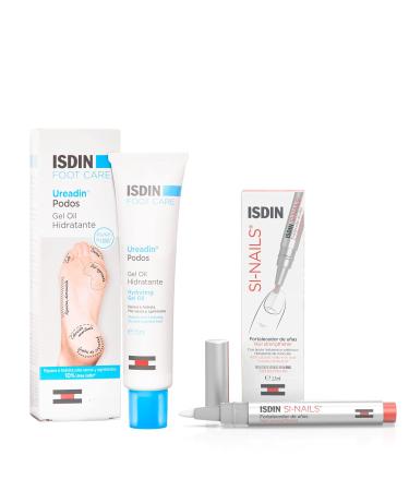 ISDIN UREADIN PODOS Moisturizing gel oil for foot care donates moisture and eliminates brittle and rough spots on the feet 75 ml + SI-Nails Nagel lows for healthy nails with nail strength