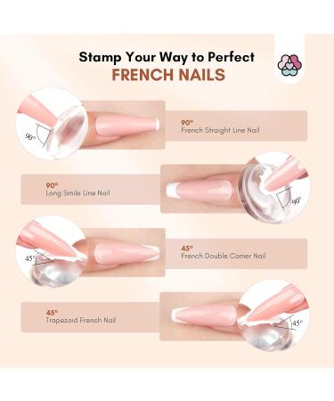 Saviland French Nails Stamp Kit - 10 Partly French Nail Stamps Gel Polishes Latex Band & Replaceable Head - Ideal for Stunning Nail Art - Buy Online on SooperMarket.com