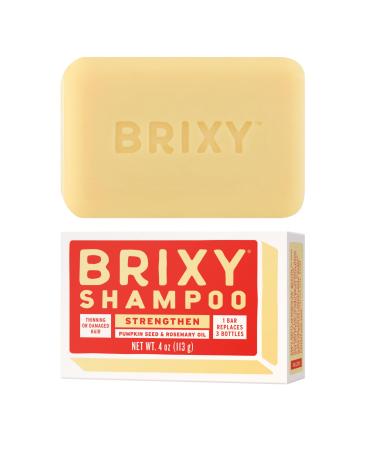 BRIXY Strengthening Shampoo Bar For Thinning Hair | Pumpkin Seed Oil Rosemary Oil & Caffeine | Ceramide & Niacinamide Support The Moisture Barrier | pH Balanced Color Safe Vegan Plastic Free