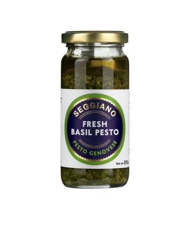 Seggiano Raw Basil Pesto 200g - Vegan GMO Free Gluten Free Wheat Free Raw Vegetarian and Suitable for Coeliacs - Product of Sicily & Great with Pasta