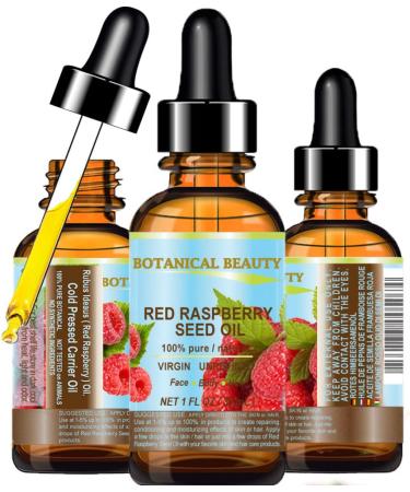 RED RASPBERRY SEED OIL 100% Pure/Natural/Virgin. Cold Pressed/Undiluted Carrier Oil. For Face  Hair and Body. 1 Fl.oz.- 30 ml. by Botanical Beauty 1 Fl Oz (Pack of 1)