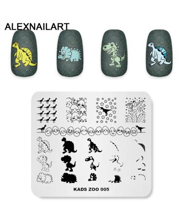 4PC Nail Art Stamping Plates Set - Unicorn Dinosaurs & Comic Designs with Polish Stamper | Multi-Pattern Templates for Creative Nail Art - Buy Online on SooperMarket.com