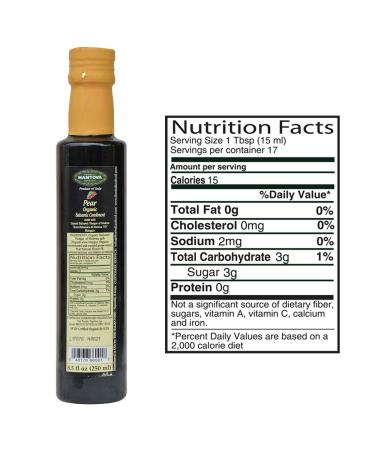 Mantova Organic Pear Balsamic Vinegar of Modena 8.5 oz - Ideal for Salad Dressings, Pasta Salads, Ice Cream, Cocktails - 100% Pear - Pack of 1 - Buy Online on SooperMarket.com