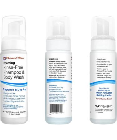 Pharma C Wipe Foaming No-Rinse Shampoo and Body Wash Mild 7.1oz - Pack of 6 - Buy Online on SooperMarket.com