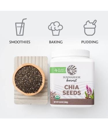 Organic Chia Seeds 360g Tub - Non-GMO Keto Vegan Superfood for Smoothies, Acai Pudding & Baking | Sunwarrior Organic Harvest - Buy Online on SooperMarket.com