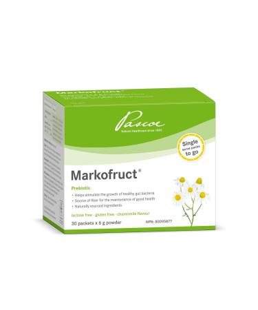 Pascoe - Markofruct Prebiotic Powder to stimulate the growth of healthy bacteria in the gut and the growth of intestinal bifidobacterial Made with Chamomile and inulin (Oligofructose) Dissolves in hot water to drink like a tea 30 x 6G Packets 6 g (Pack of
