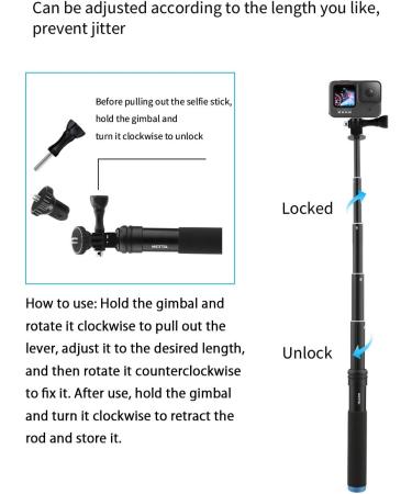 AFAITH Aluminum Alloy Selfie Stick for GoPro, Insta360, DJI OSMO Action - Waterproof Handheld Monopod with Stable Tripod - Buy Online on SooperMarket.com