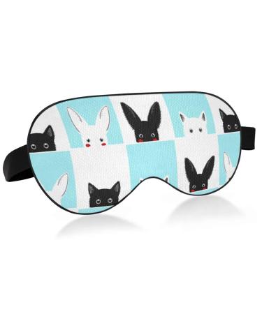 Haskirky Light Blocking Eye Mask Breathable and Adjustable Adult Men and Women Travel on Business Trips Yoga Meditation Light Smooth Comfortable Eye Mask Office Deep Sleep Goodies Cat Rabbit Board