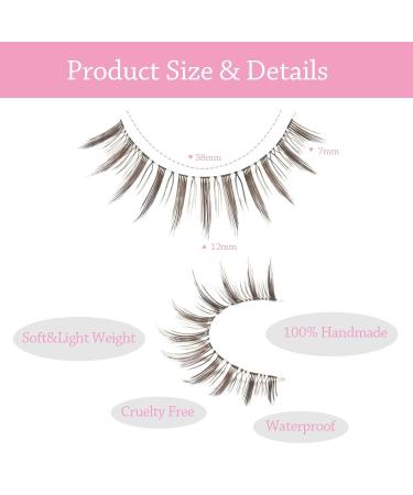 Buy Outopen 10 Pairs Brown Natural Look Manga Lashes - Short 5-13MM Handmade Wispy False Eyelashes for Daily Wear | International Shipping - Buy Online on SooperMarket.com