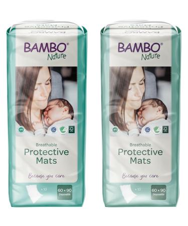 Bambo Nature Disposable Protective Bed Mats | Size 60 x 90cm | Pack of 20 | Absorbency of 2100ml | Disposable Bed Mats for Kids | Disposable Changing Mats | Disposable Baby Changing Mat 60 x 90cm (Pack of 2)
