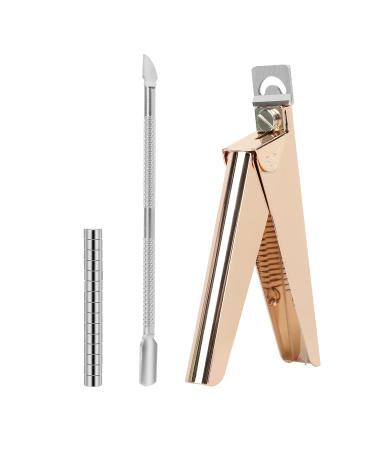 rhinocats Acrylic False Nail Clippers with Magnets Sizer Nail Tip Cutter with Length Measurement Stainless Steel Nail Manicure Set for Salon Home Nail Gold Golden