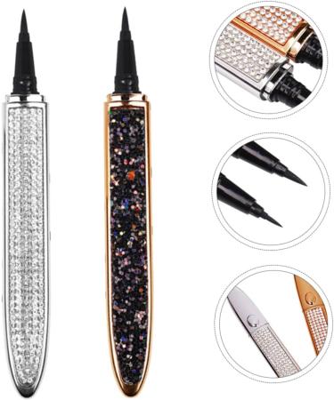 BELLIFFY 2pcs Diamond Eyeliner Liquid Liner Pen Black Eyeliner Women Household Eyeliners Gold Eyeliner Silver 1 count (Pack of 1) Black - Buy Online on SooperMarket.com