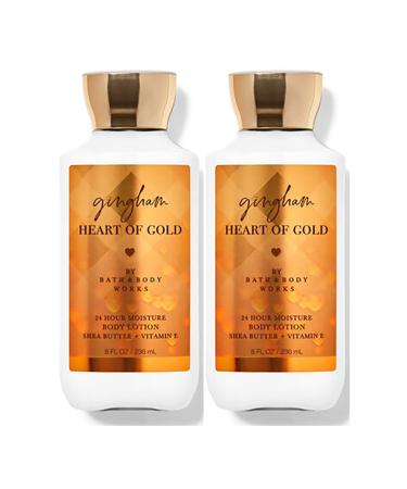 Bath and Body Works Super Smooth Body Lotion Sets Gift For Women 8 Oz -2 Pack (Gingham Heart Of Gold)