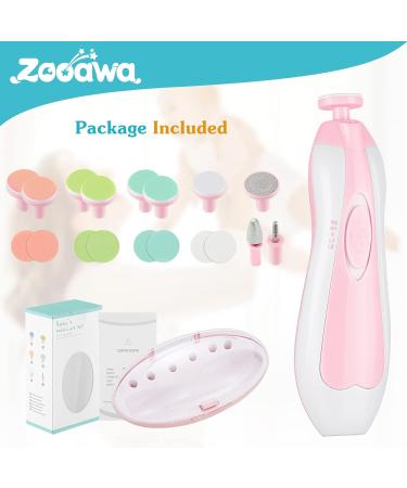 Zooawa 20 in 1 Electric Baby Nail Trimmer Kit - Nail Clipper, File & Polish Grooming Set for Newborns to Adults - Pink - Buy Online on SooperMarket.com