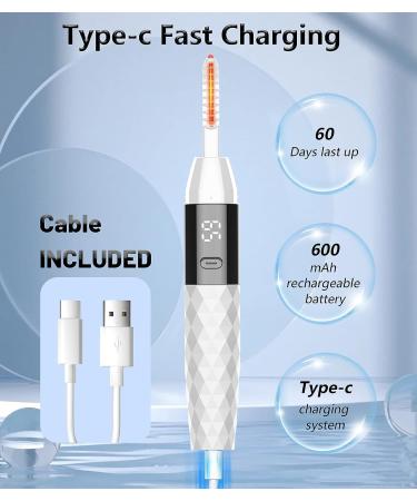 USB Rechargeable Heated Eyelash Curler with Comb | Electric Eye Lash Curler - White - Buy Online on SooperMarket.com
