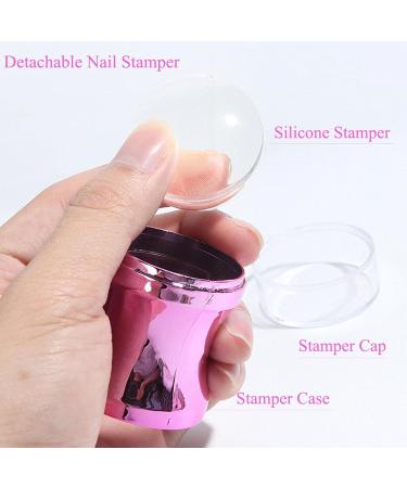 Bexdug Silicone Nail Stamp - Transparent Soft Nail Art Stamper & Scraper Set | DIY Manicure Tool | Clear Silicone Heads in Violet - Buy Online on SooperMarket.com