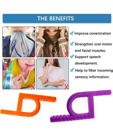 Tuxepoc Sensory Chew Toys for Autistic Children - Silicone Chewy Tool for Teething ADHD Autism - Orange Purple Chewelry for Boys & Girls - Buy Online on SooperMarket.com