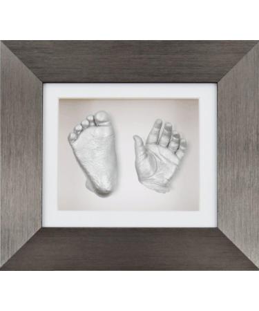 BabyRice New Baby Casting Kit with Brushed Pewter 3D Frame - Silver Paint, White Mount and Backing - Buy Online on SooperMarket.com