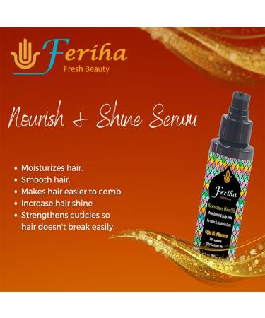 Restorative Hair Oil with Moroccan Argan Oil | Natural Shine Curl Definition Frizz Reduction | Thicker Fuller Manageable Hair - 3.38 Fl Oz - Buy Online on SooperMarket.com