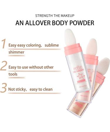 Lovelycat Body Glitter Powder Stick Face highlights Shimmer Face and Body Highlighter Powder with Sponge Head Magic Colour Shiner Powder for Face Body Arms Collarbones and Leg (01#White) - Buy Online on SooperMarket.com