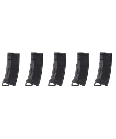 Lancer Tactical Airsoft M4 M16 Series Polymer 130 Round Transparent Window High Speed Mid-Cap Airsoft Magazine- Pack of 5 (Smoked/Blue/Green/Red/Purple/Black/Gray/Tan 5 Pack) BLACK 5 PACK